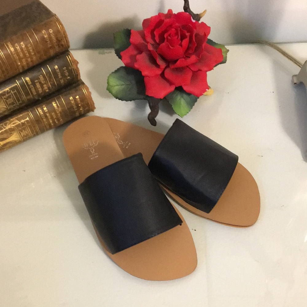 Black Slide Sandals Size 38